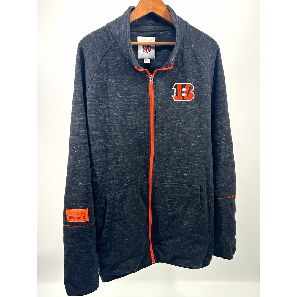 NFL Cincinnati Bengals NFL Football Charcoal/Orange Full Zip Jacket Size XXL